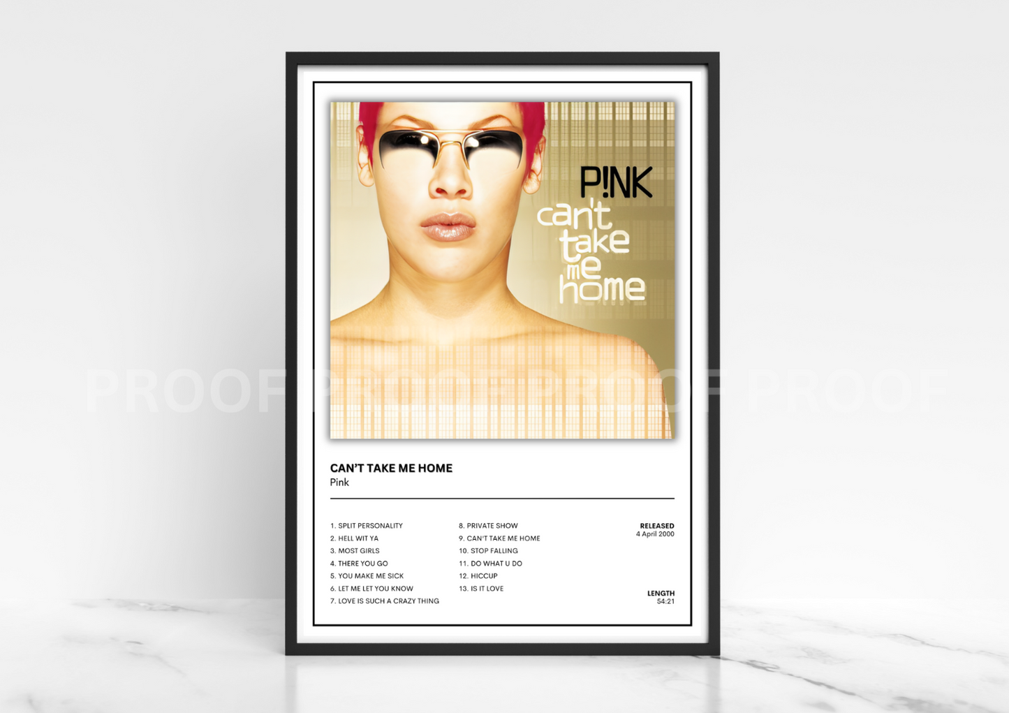 Pink - Can't Take me Home 2000 Album Poster Music Gift A3 A4 A5