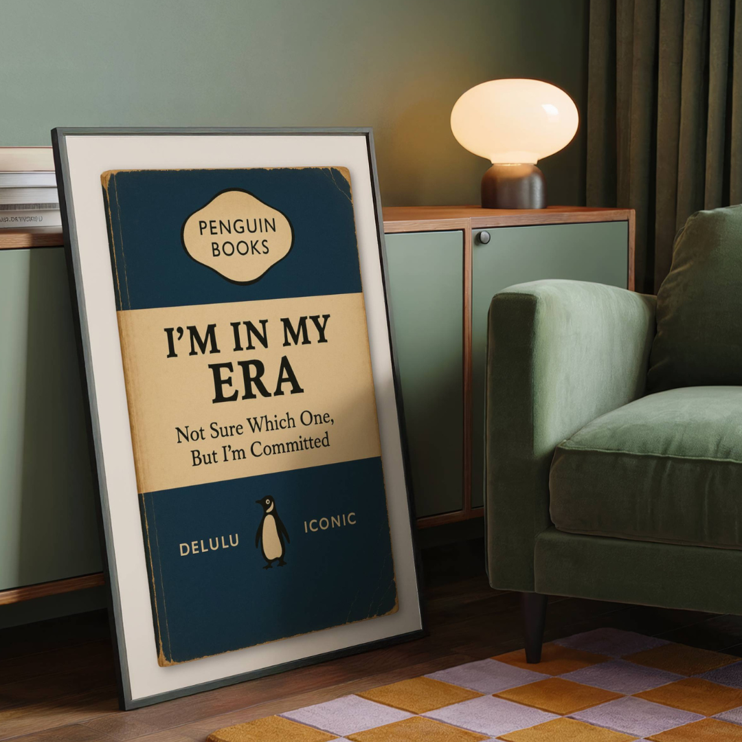Funny Penguin Book Print - I'm In My Era