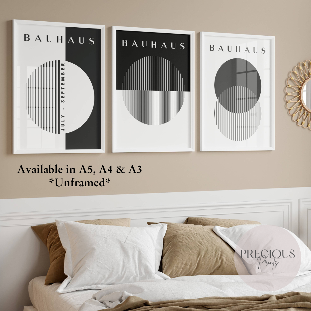 Set of 3 Black & White Bauhaus Prints
