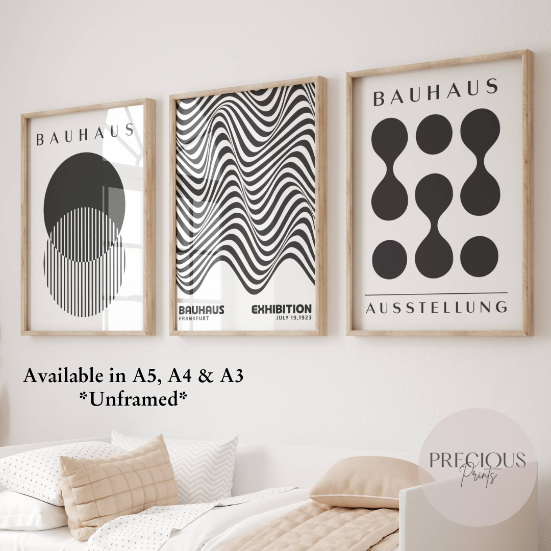 Set of 3 Black & White Bauhaus Prints