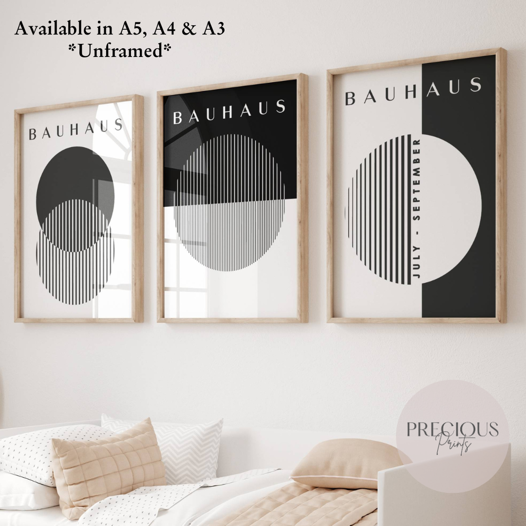 Set of 3 Black & White Bauhaus Prints