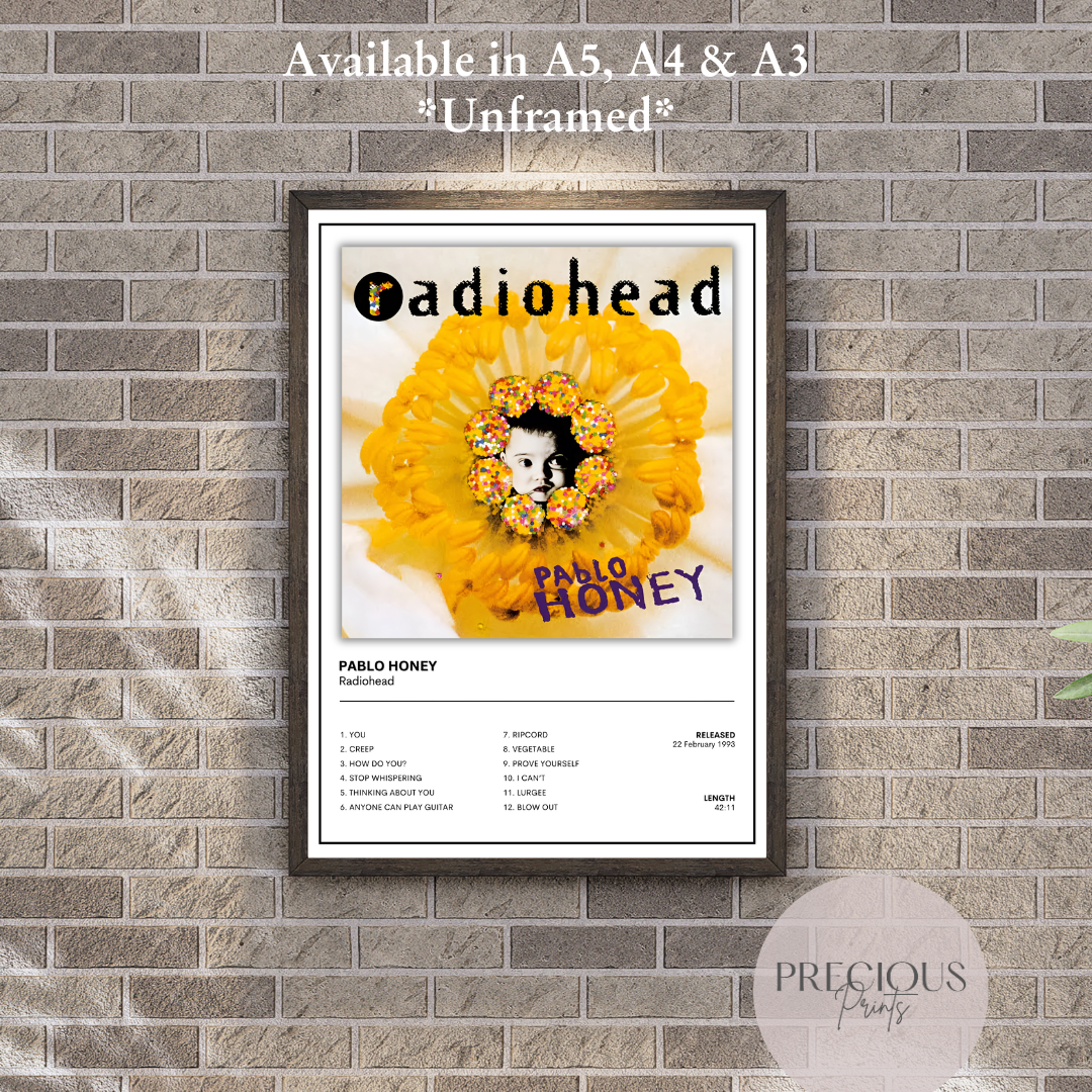 Radiohead Album Cover Poster / Pablo Honey / Music Poster