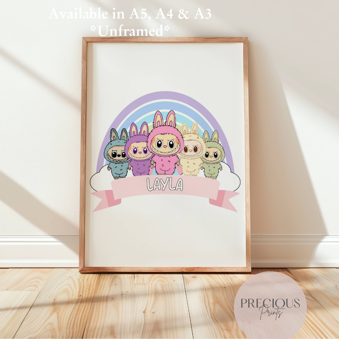 Personalised Labubu Doll Prints / A5 A4 A3 Unframed