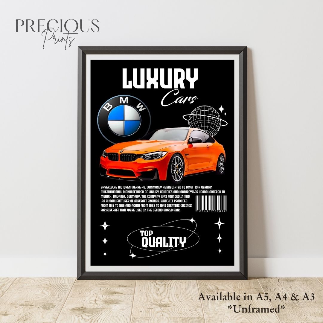 Orange BMW Sports Car Poster