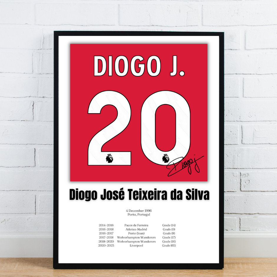Diogo Jota Football Stats Print / Football Legends Poster / Football Gift