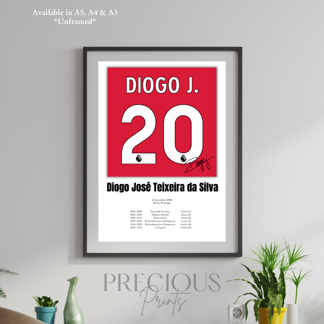Diogo Jota Football Stats Print / Football Legends Poster / Football Gift