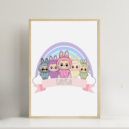 Personalised Labubu Doll Prints / A5 A4 A3 Unframed