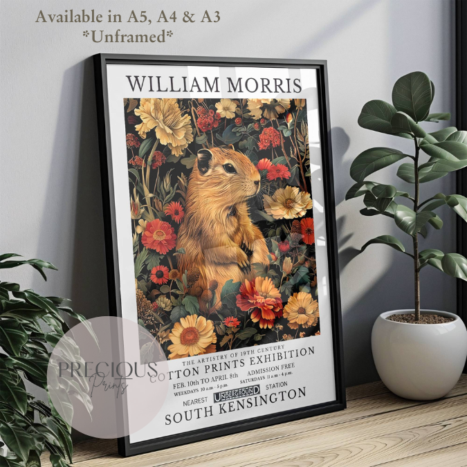 William Morris Guinea Pig Capybara Poster / Art Exhibition Print