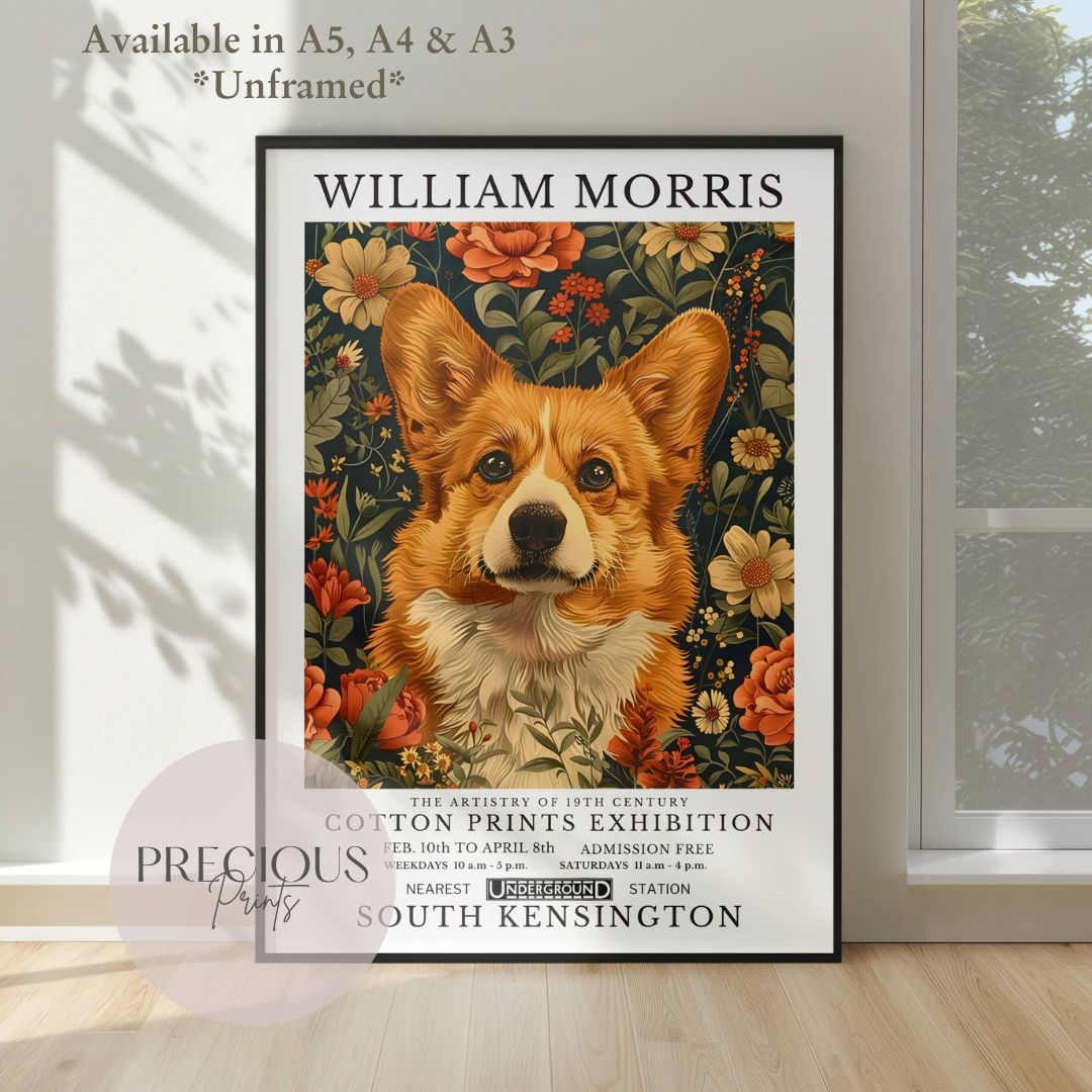 William Morris Corgi Poster / Art Exhibition Print