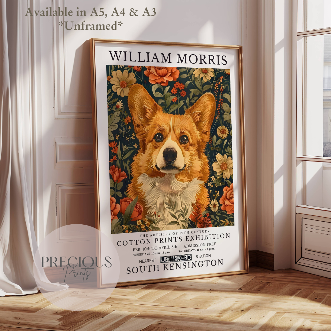 William Morris Corgi Poster / Art Exhibition Print