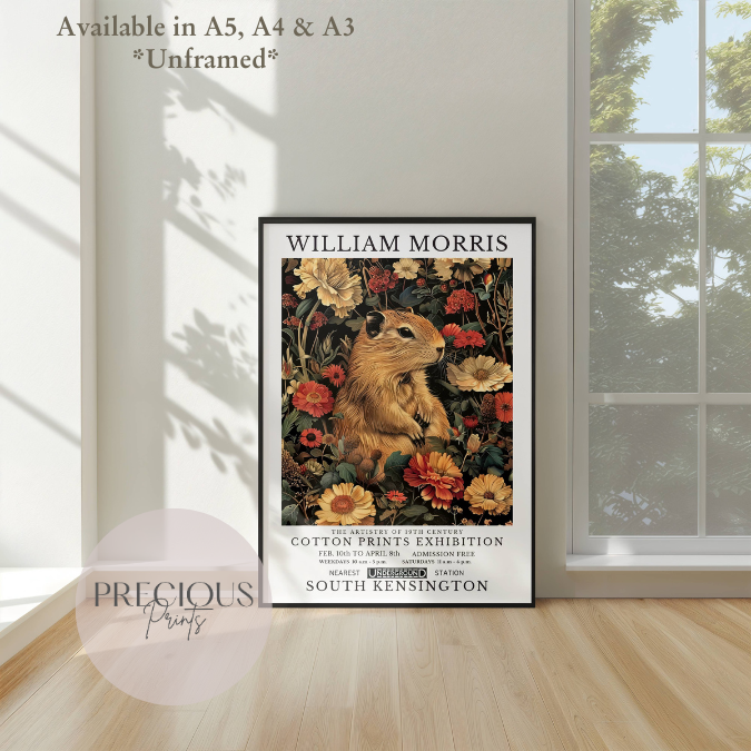 William Morris Guinea Pig Capybara Poster / Art Exhibition Print