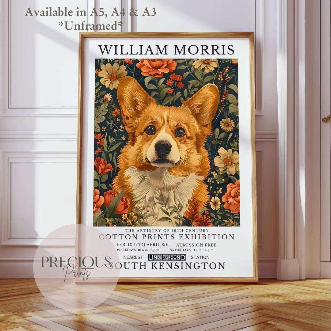 William Morris Corgi Poster / Art Exhibition Print