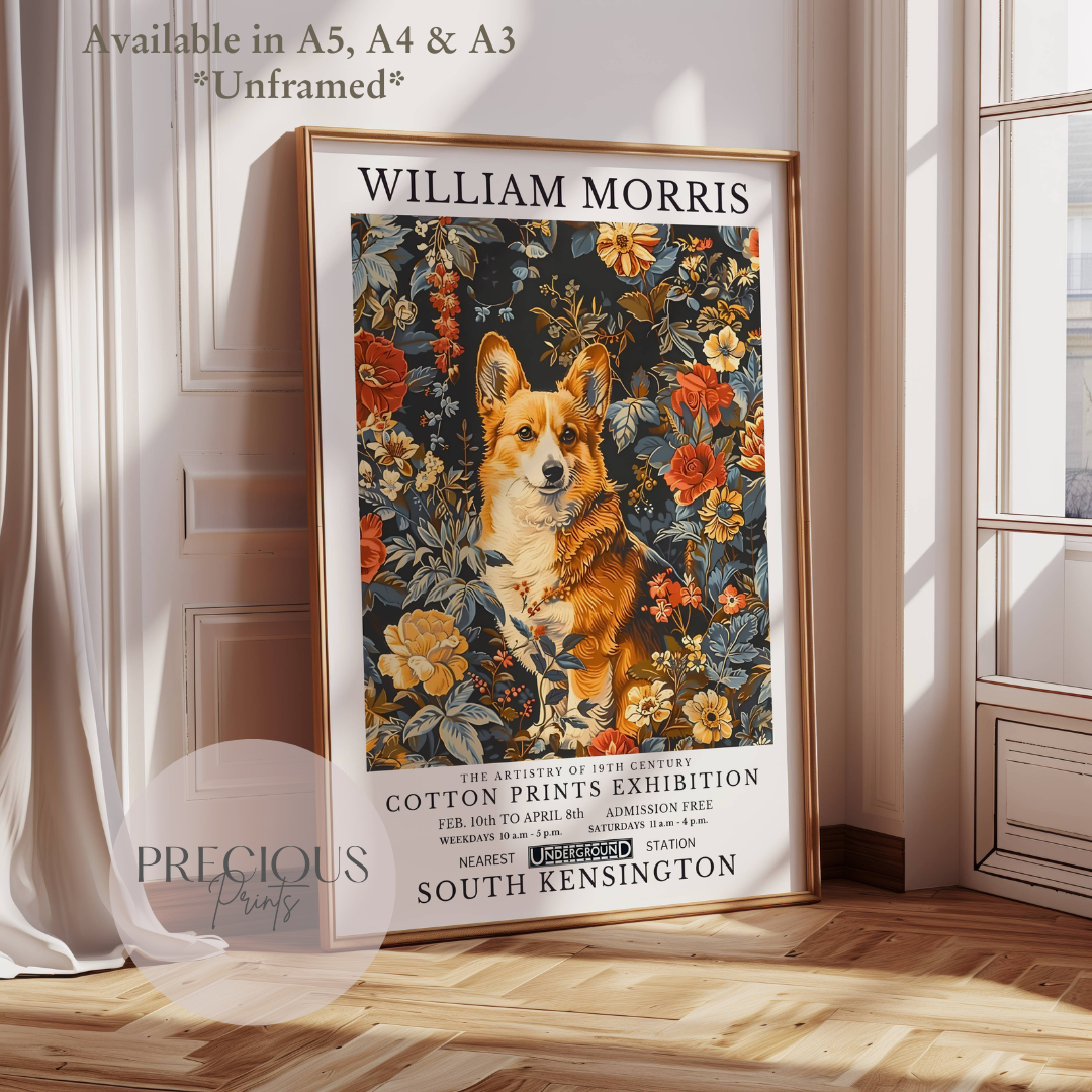 William Morris Corgi Poster / Art Exhibition Print