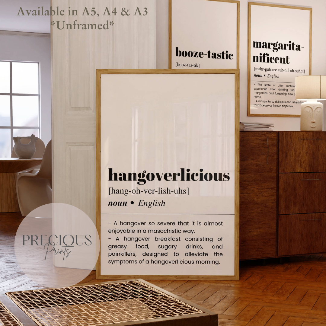 Hangoverlicious Definition Funny Poster / Funny Kitchen pub poster / Funny Alcohol Poster