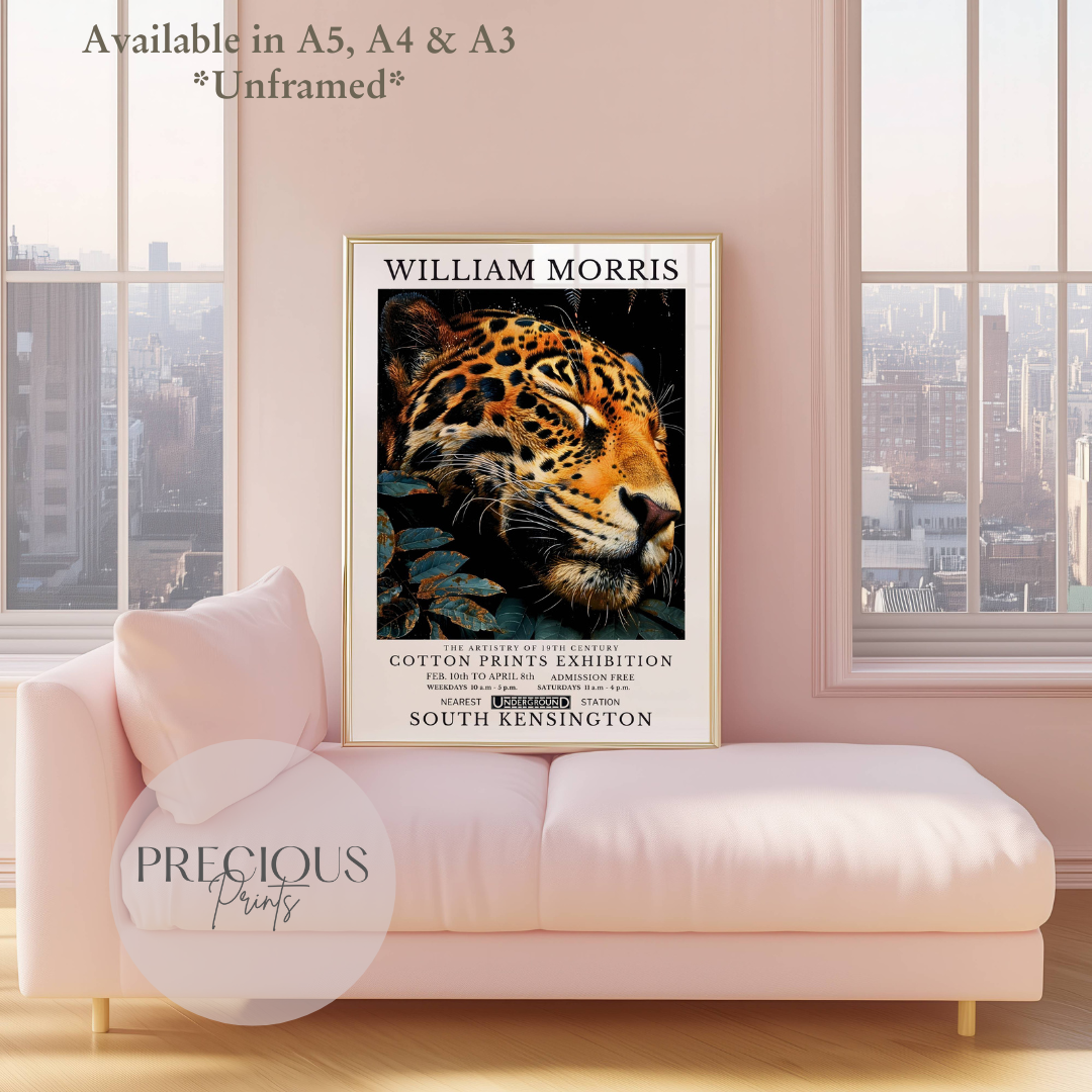 William Morris Cheetah Leopard Poster / Art Exhibition Print