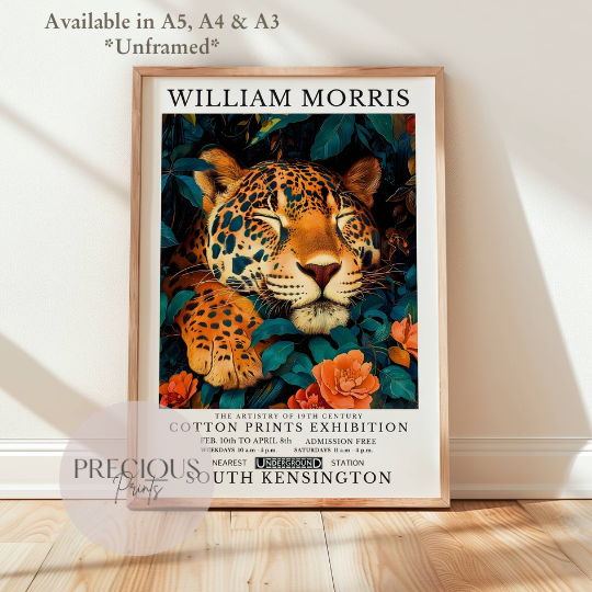 William Morris Cheetah Leopard Poster / Art Exhibition Print