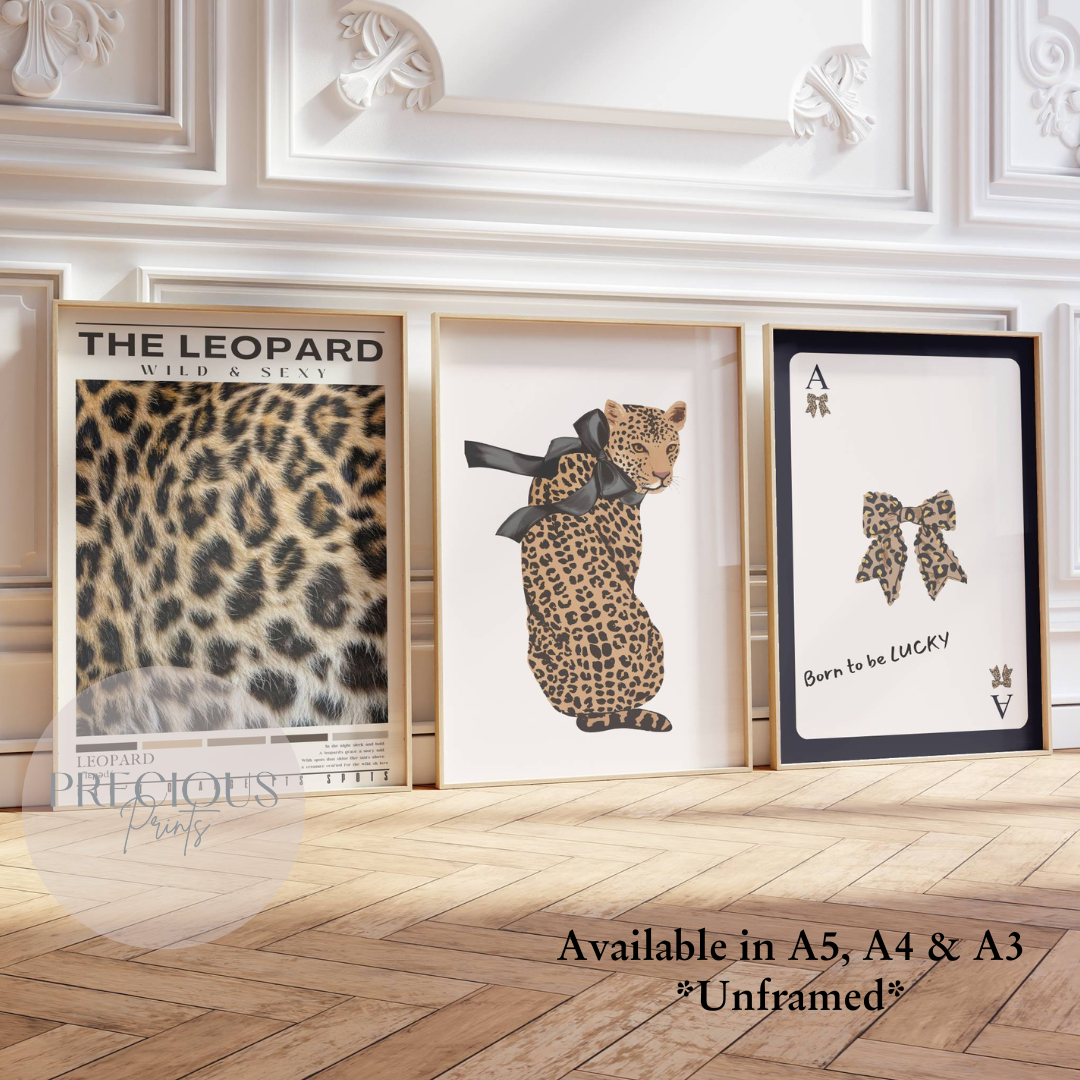 Set of 3 Trendy Preppy Prints Cheetah Leopard Print Wall Art A5 A4 A3