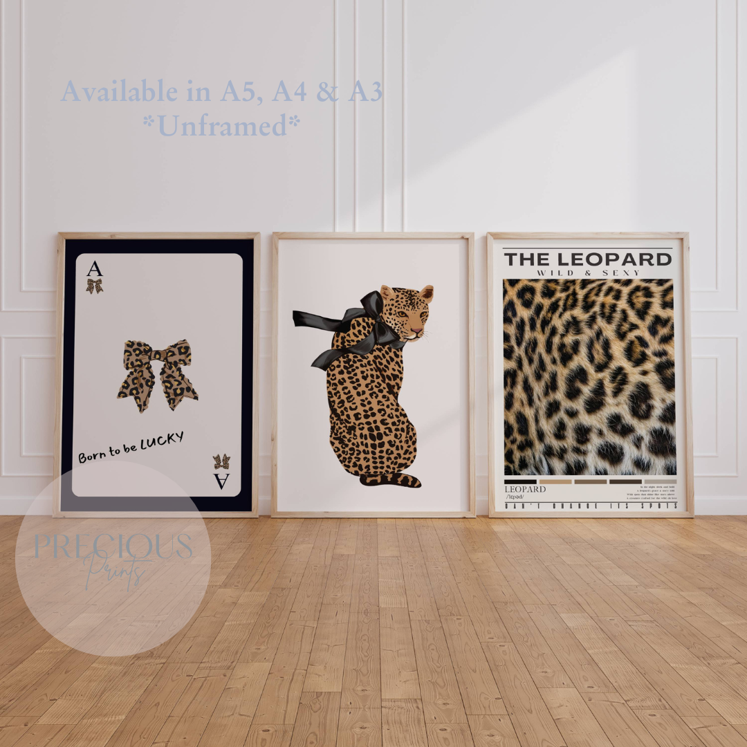 Set of 3 Trendy Preppy Prints Cheetah Leopard Print Wall Art A5 A4 A3