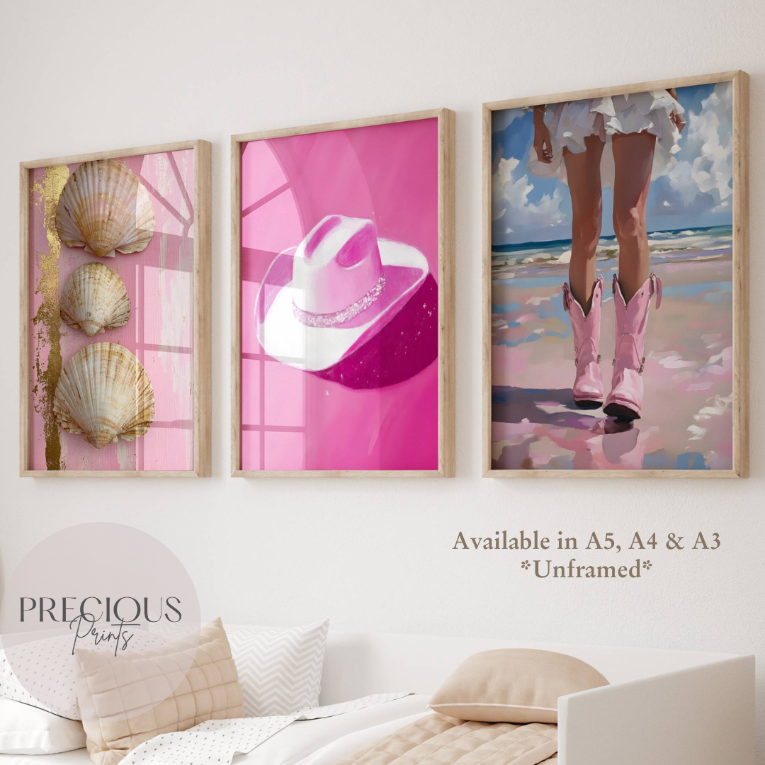 Set of 3 Cowgirl Preppy Poster / Trendy Glam Wall Print / Girls Bedroom