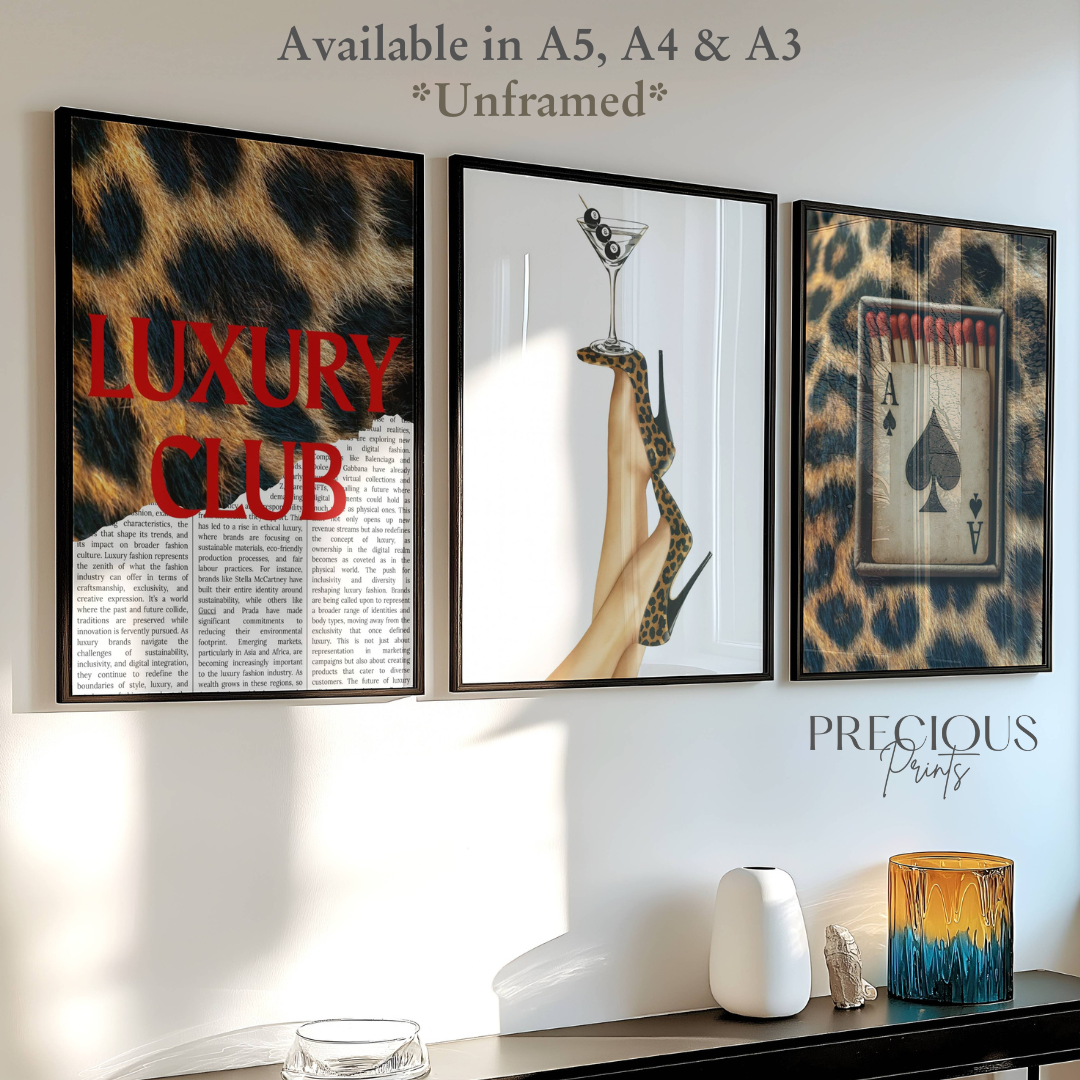 Set of 3 Luxury Trendy Prints Cheetah Leopard Eclectic Wall Art