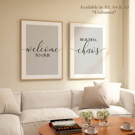 Set of 2 Grey Living Room Posters