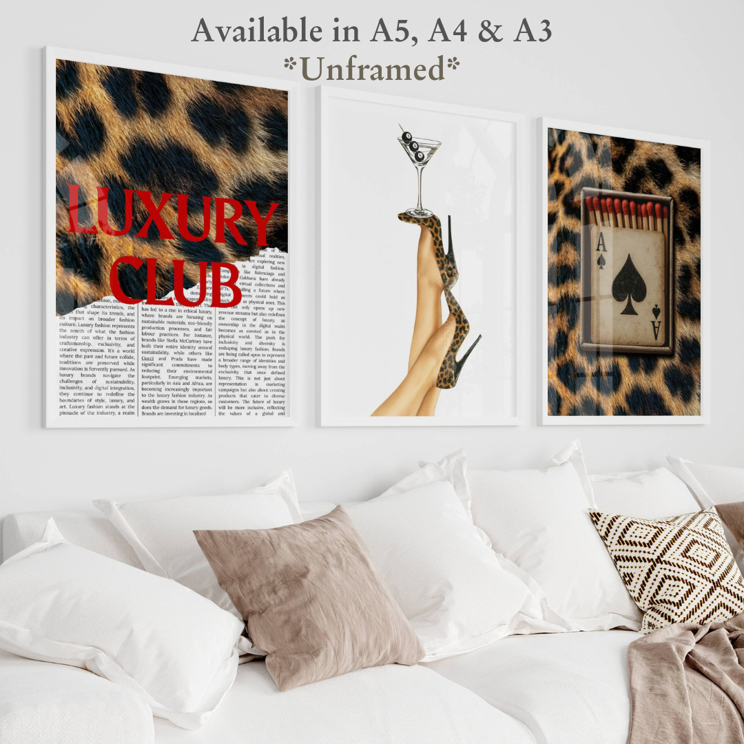 Set of 3 Luxury Trendy Prints Cheetah Leopard Eclectic Wall Art