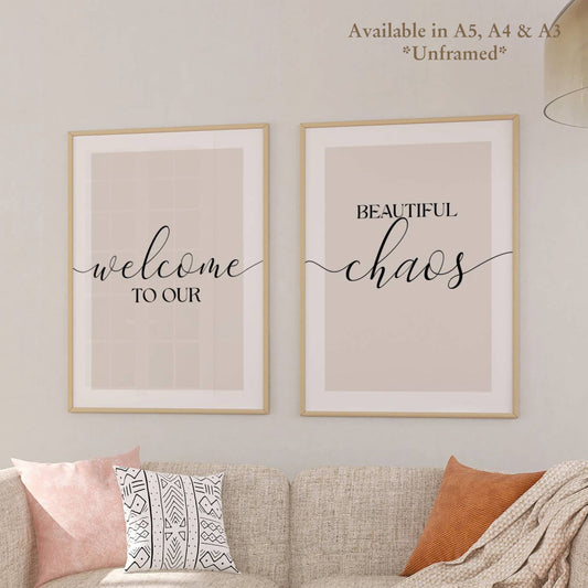 Set of 2 Beige Living Room Posters