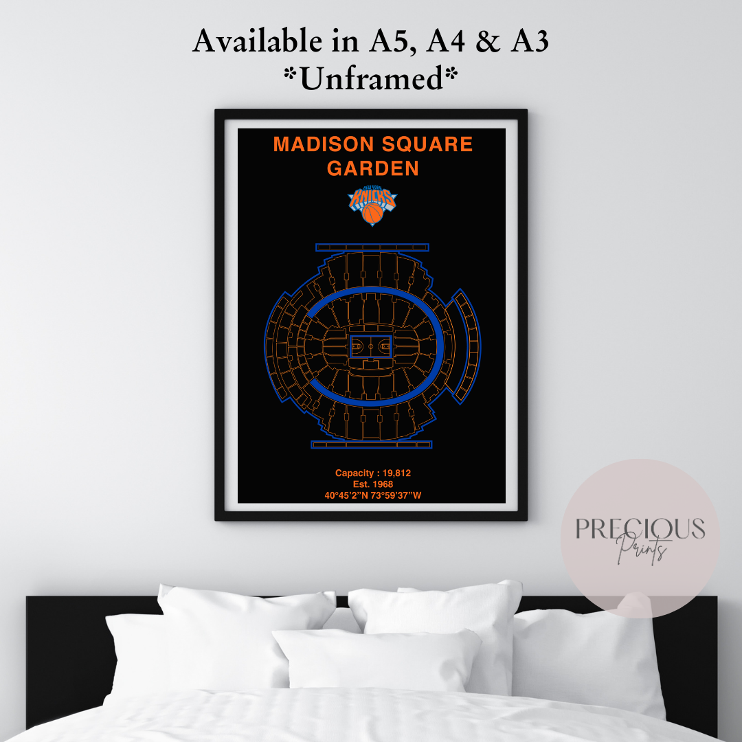 New York Knicks Basketball Stadium Poster / American Baskell Poster