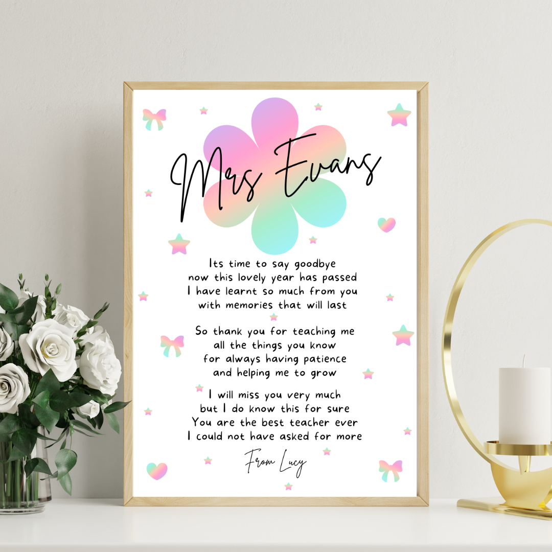 Personalised Thank You Teacher Print Gift