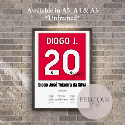 Diogo Jota Football Stats Print / Football Legends Poster / Football Gift