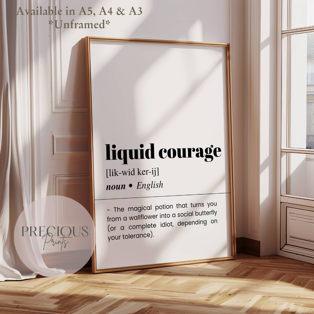Liquid Courage Definition Funny Poster / Funny Kitchen pub poster / Funny Alcohol Poster