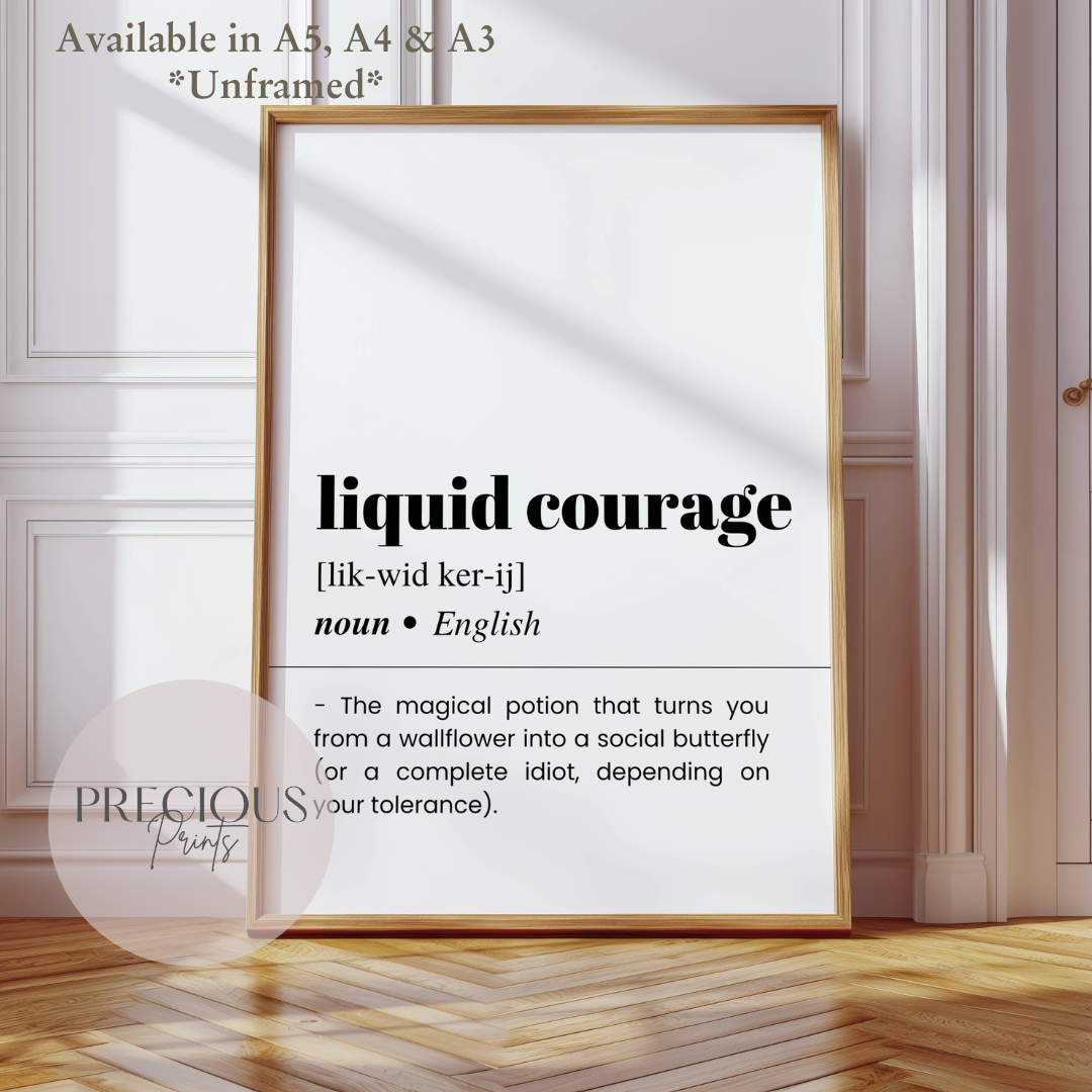 Liquid Courage Definition Funny Poster / Funny Kitchen pub poster / Funny Alcohol Poster