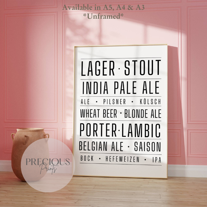 Larger Beer Stout Ale Kitchen Pub Pizza Bar Poster / Funny Kitchen poster