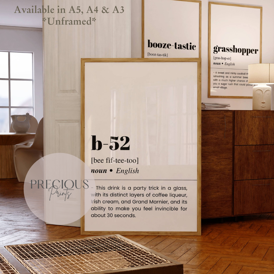 B-52 Word Definition Funny Poster / Funny Kitchen pub poster / Funny Alcohol Poster