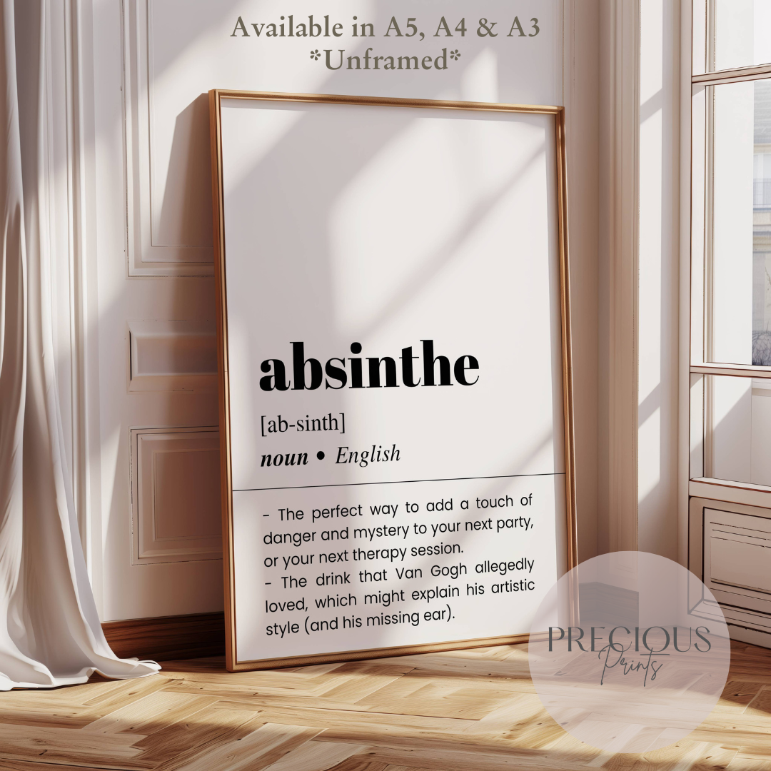 Absinthe Word Definition Funny Poster / Funny Kitchen pub poster