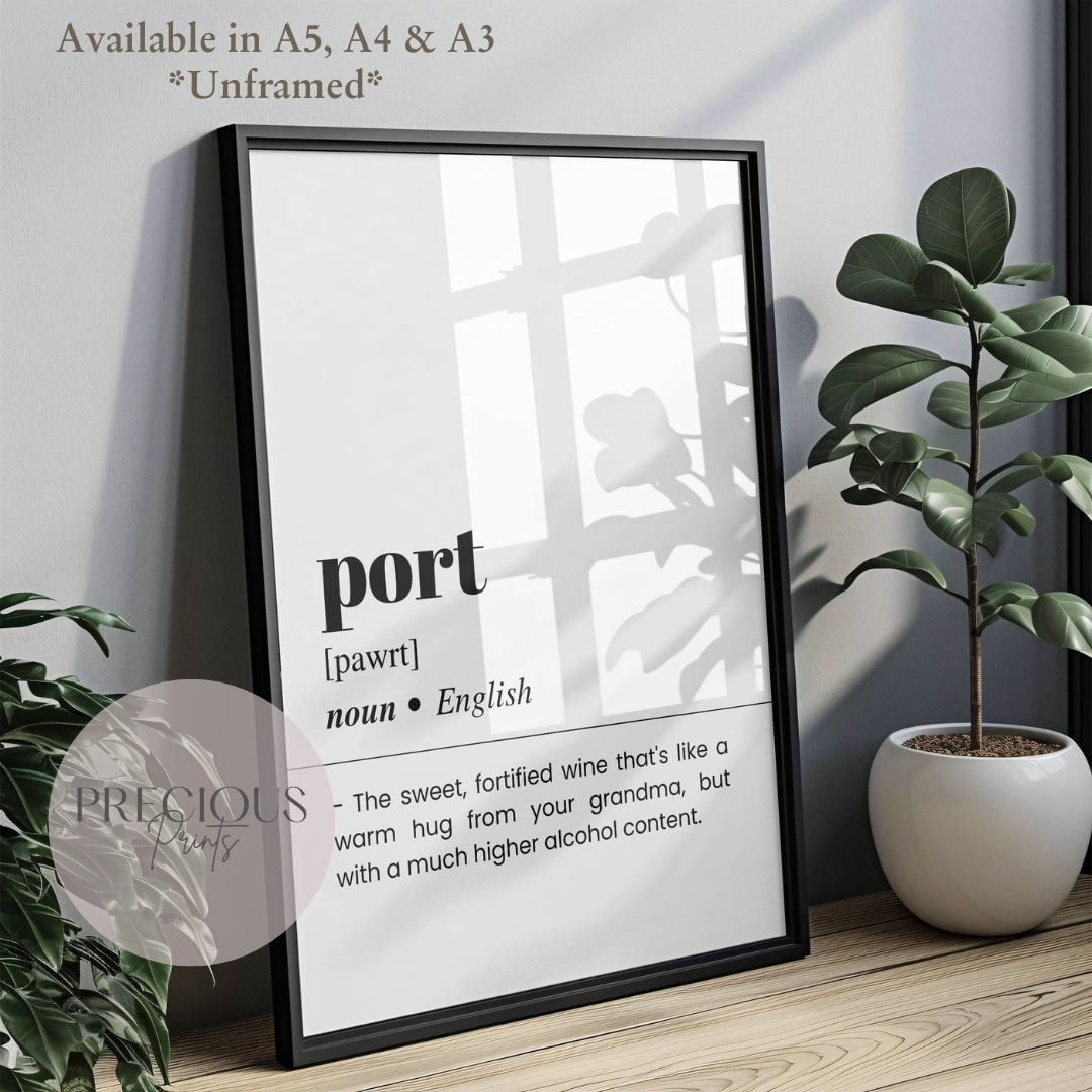 'Port' Definition Funny Poster / Funny Kitchen pub poster / Funny Alcohol Poster