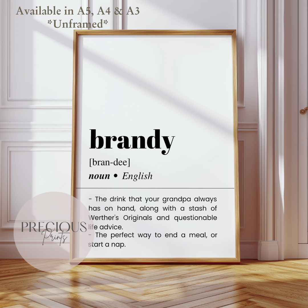 Brandy Definition Funny Poster / Funny Kitchen pub poster / Funny Alcohol Poster