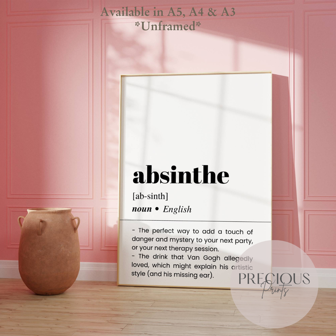 Absinthe Word Definition Funny Poster / Funny Kitchen pub poster
