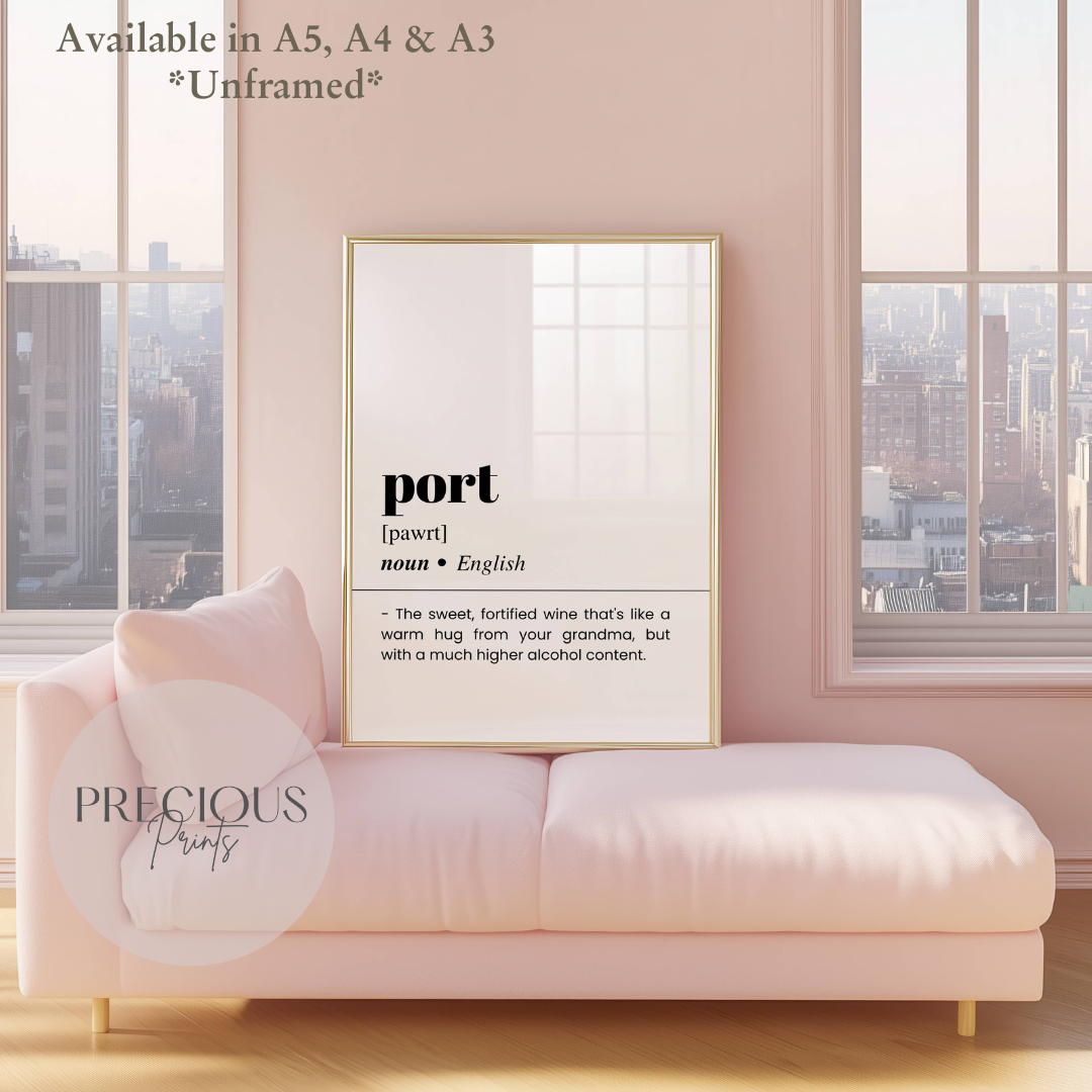 'Port' Definition Funny Poster / Funny Kitchen pub poster / Funny Alcohol Poster