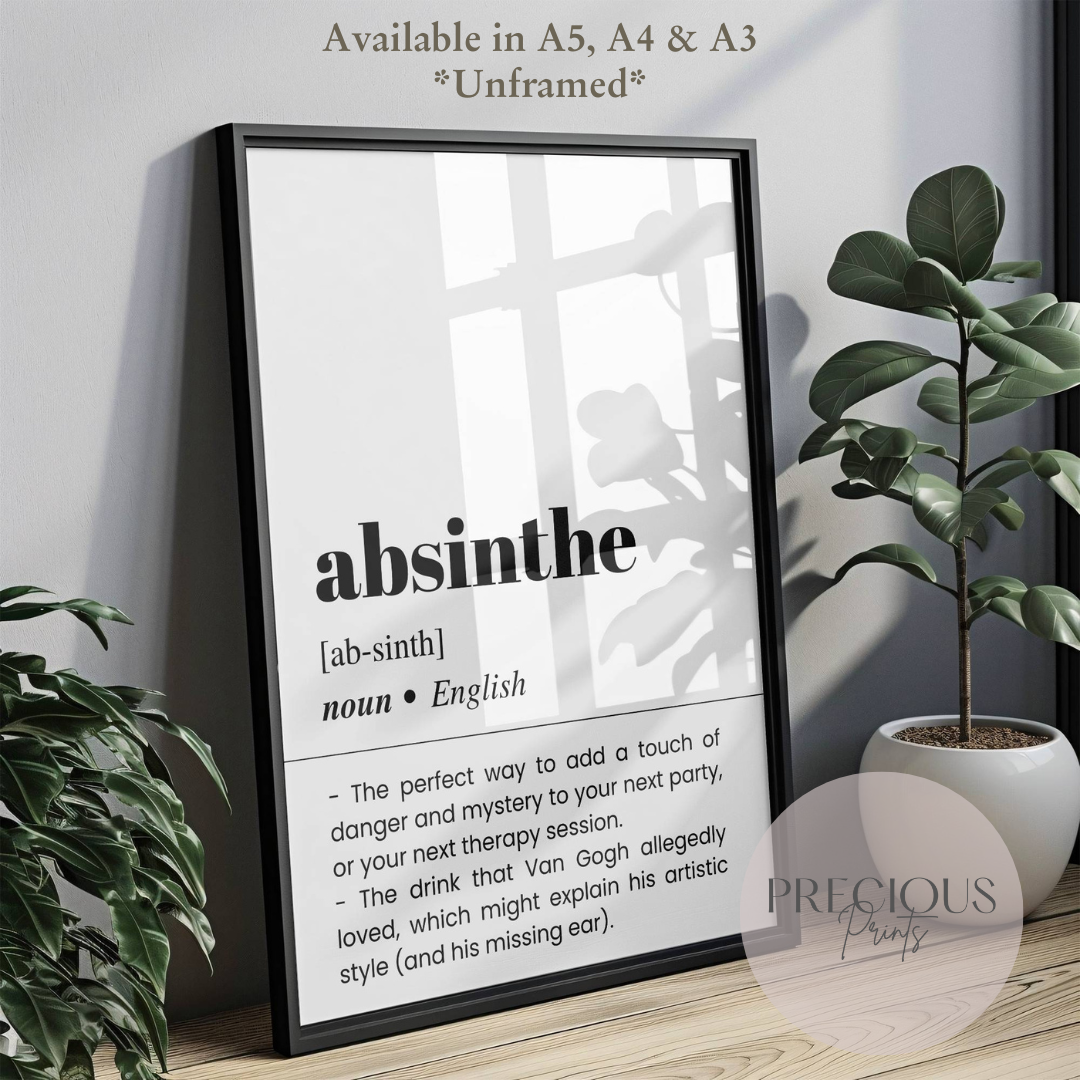 Absinthe Word Definition Funny Poster / Funny Kitchen pub poster