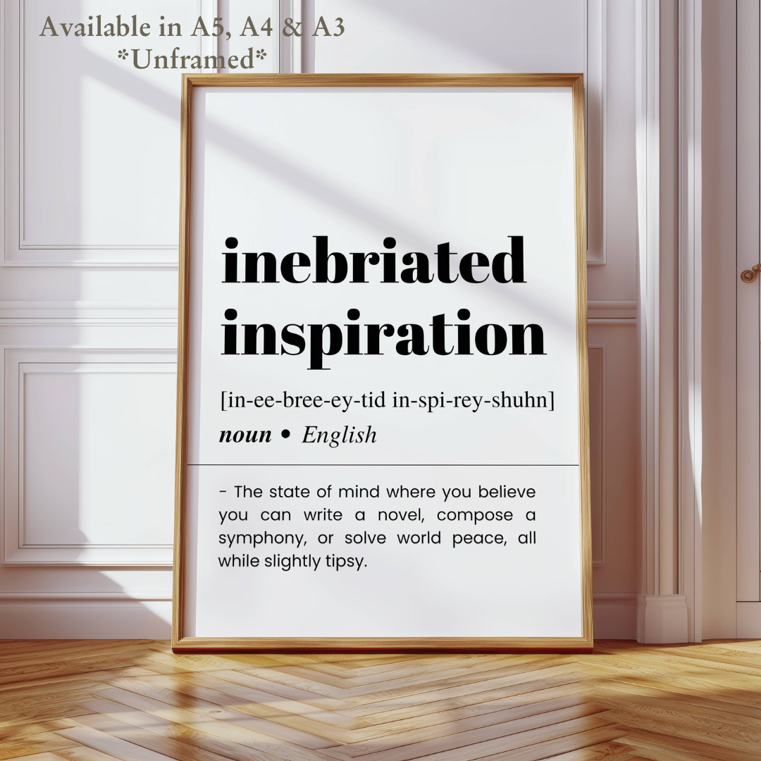 Inebriated Inspiration Definition Funny Poster / Funny Kitchen pub poster / Funny Alcohol Poster