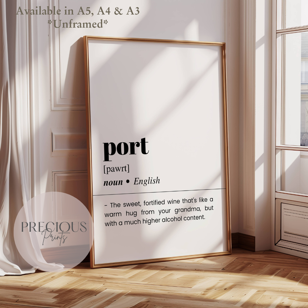 'Port' Definition Funny Poster / Funny Kitchen pub poster / Funny Alcohol Poster