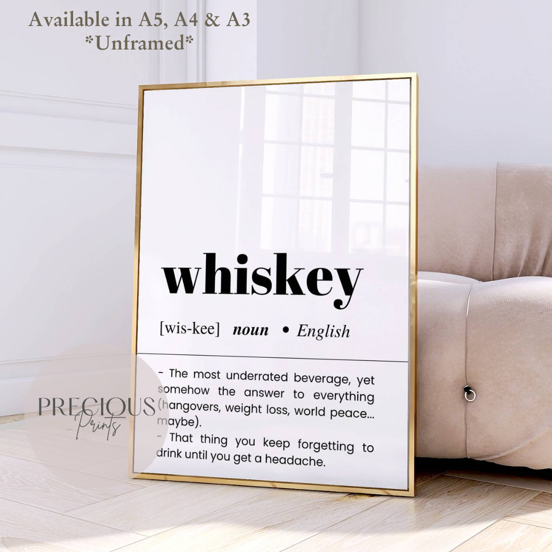 Whiskey Definition Funny Poster / Funny Kitchen pub poster / Funny Alcohol Poster