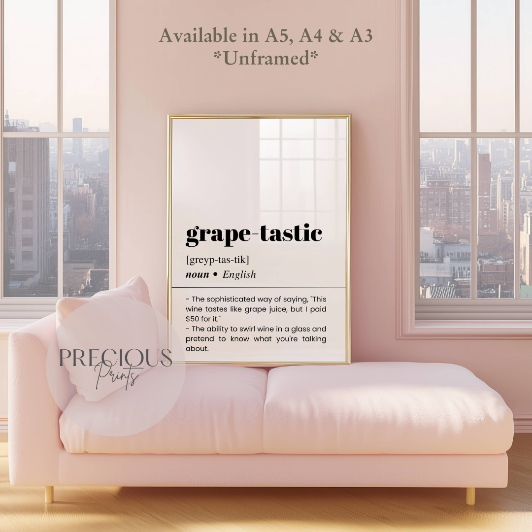 Grape-tastic Word Definition Funny Poster / Funny Kitchen pub poster / Funny Alcohol Poster