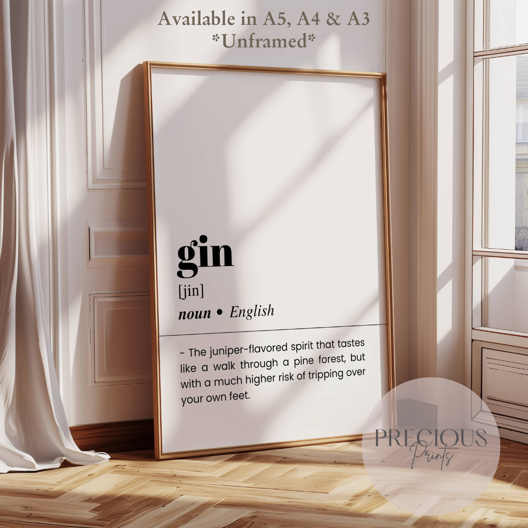 Gin Word Definition Funny Poster / Funny Kitchen pub poster / Funny Alcohol Poster