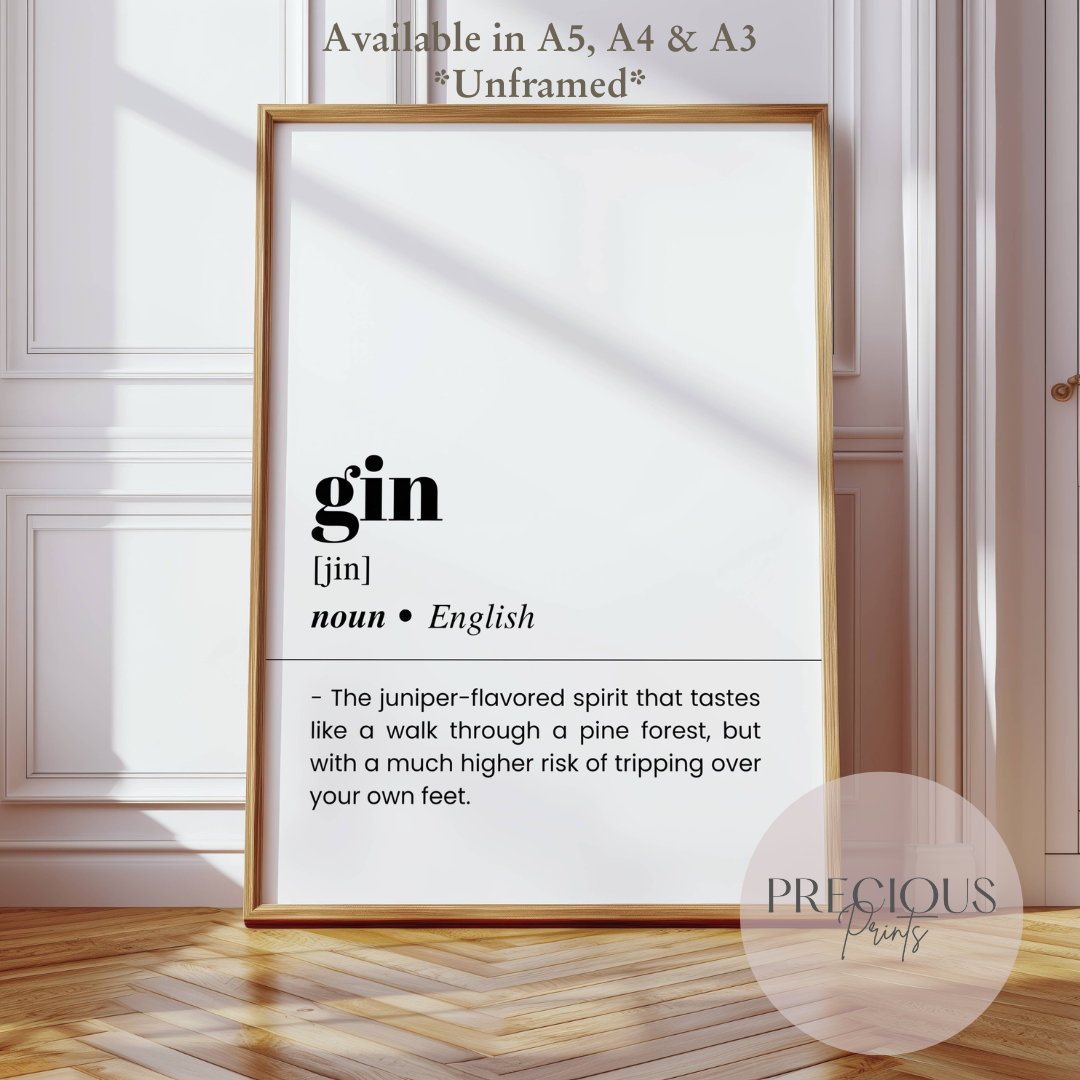 Gin Word Definition Funny Poster / Funny Kitchen pub poster / Funny Alcohol Poster