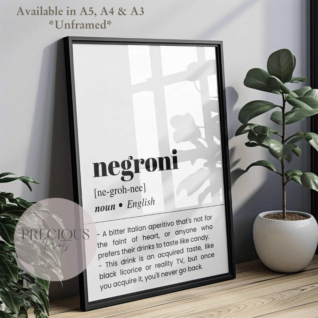 Negroni Word Definition Funny Poster / Funny Kitchen pub poster / Funny Alcohol Poster