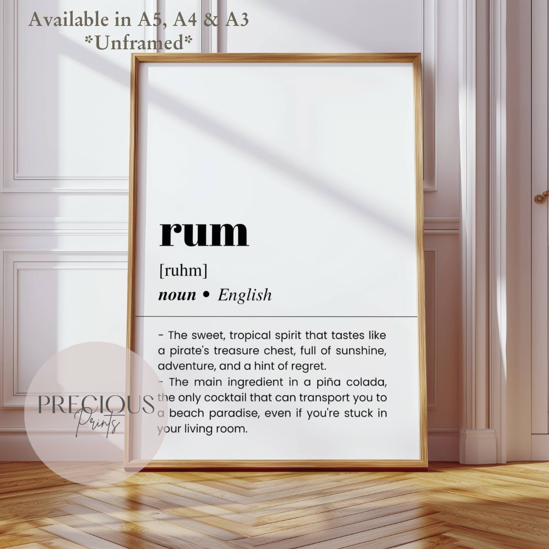 Rum Definition Funny Poster / Funny Kitchen pub poster / Funny Alcohol Poster