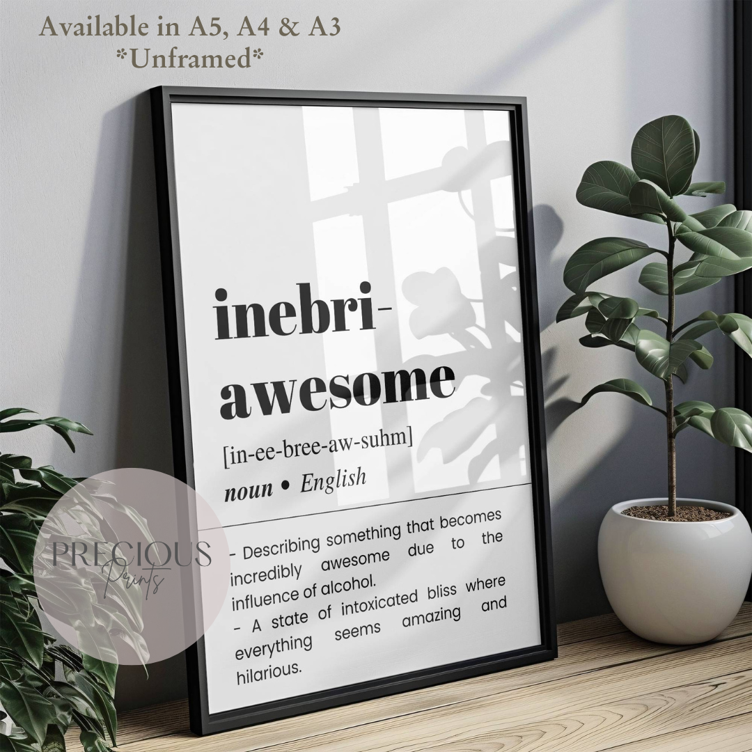 Inebri-Awesome Definition Funny Poster / Funny Kitchen pub poster / Funny Alcohol Poster