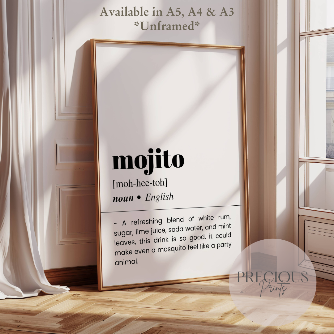 Mojito Word Definition Funny Poster / Funny Kitchen pub poster / Funny Alcohol Poster